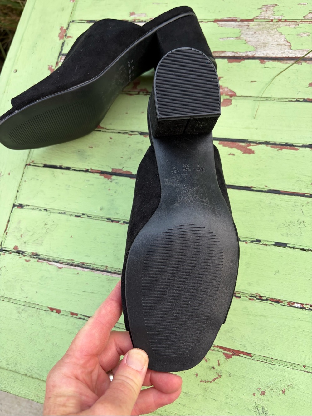 Atmosphere Black Open-Toe Suede Block Heel Mules - Picture 4 of 4